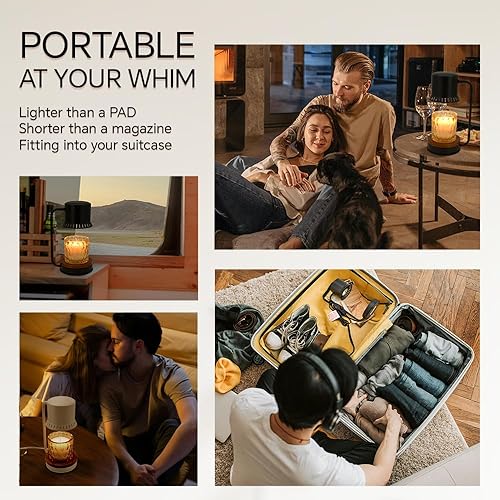 Miniatura 4 de Lámpara calentadora de velas con temporizador de 50 W, luz de calentamiento regulable para velas en tarro ajustable con posavasos, moderna lámpara