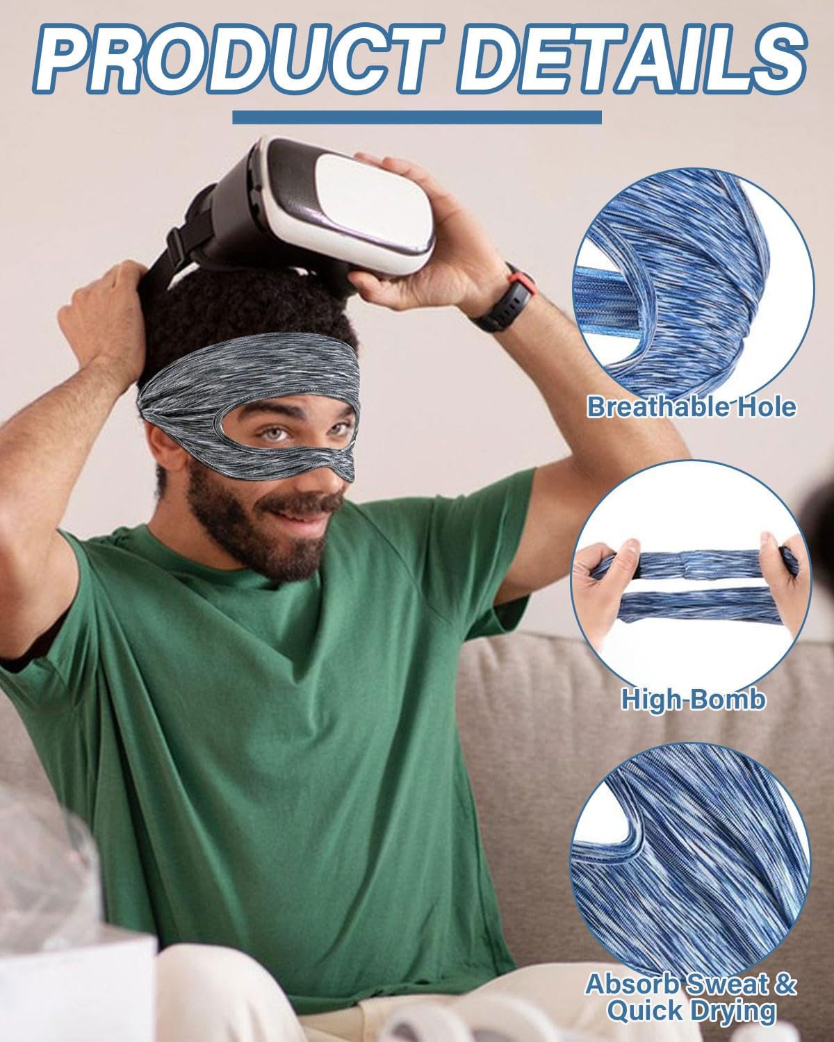 2 Pcs Maschera per gli occhi da gioco,VR Maschera per Occhi per Quest 3/Quest 3S,VR Traspirante Maschera,Lavabile VR mascher,per PS VR2/Quest Pro/Quest 2/Oculus Quest 2