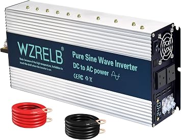 WZRELB 3000W Pure Sine Wave Inverter 24V DC to 230V 240V AC,Car Power Inverter with Dual AC Outlets, LED Display,Off-Grid Portable Power Converter for Home, RV, Truck, Camping