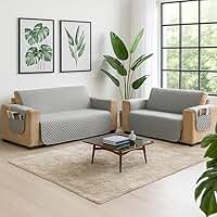 Kit Protetor de sofá 2 e 3 Lugares Tecido Macio - Ideal para Casas com Pets e Crianças, Fácil de Lavar e Colocar, Custo-Benefício Incrível – FV Enxovais (Cinza, Kit 2 e 3 Lugares)
