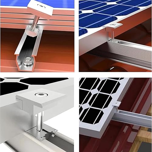 Miniatura 3 de Soporte de techo para panel solar, rieles de montaje de panel solar de aluminio, abrazaderas de riel de techo, kit de instalación de conector de