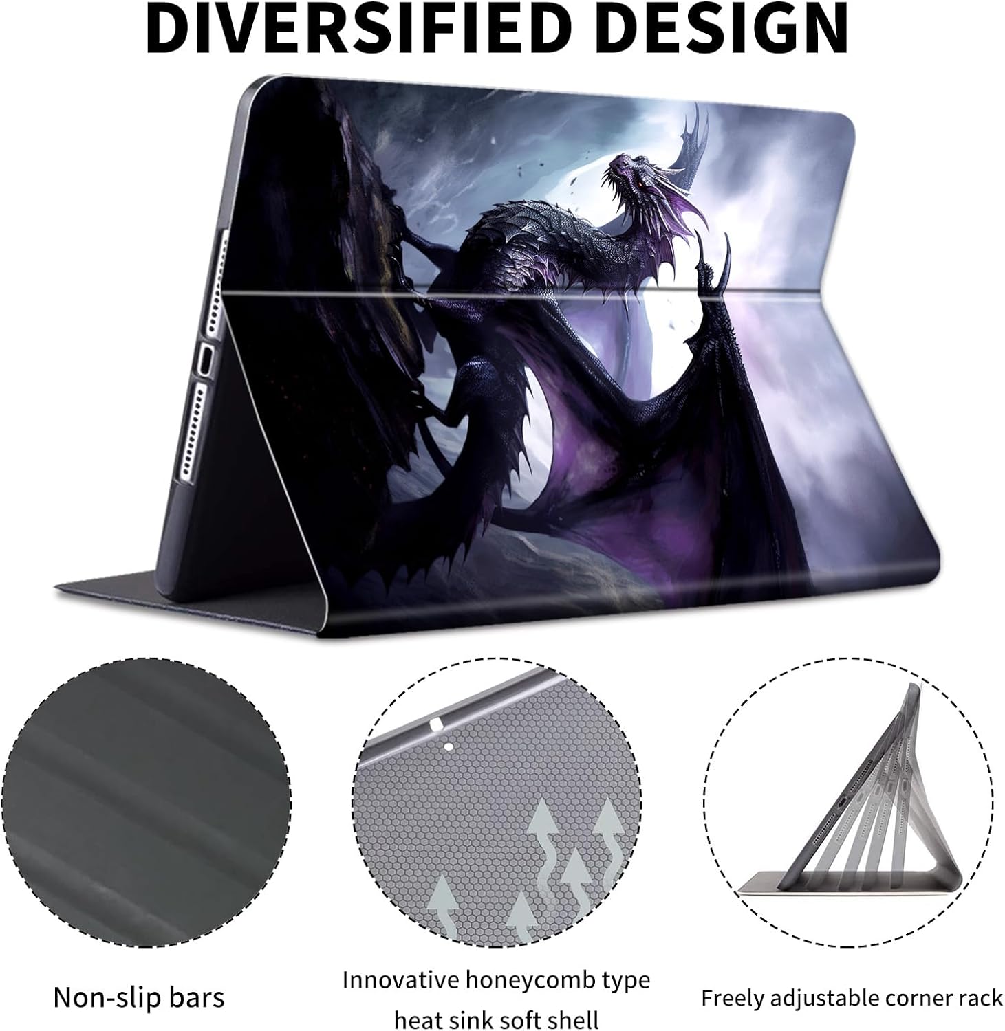 Case for 7" Kindle Paperwhite 12th Generation 2024 & Kindle Colorsoft Signature Edition,Leather Folio Adjustable Stand Cover Auto Wake/Sleep for Kindle Paperwhite 2024,Cool Purple Dragon