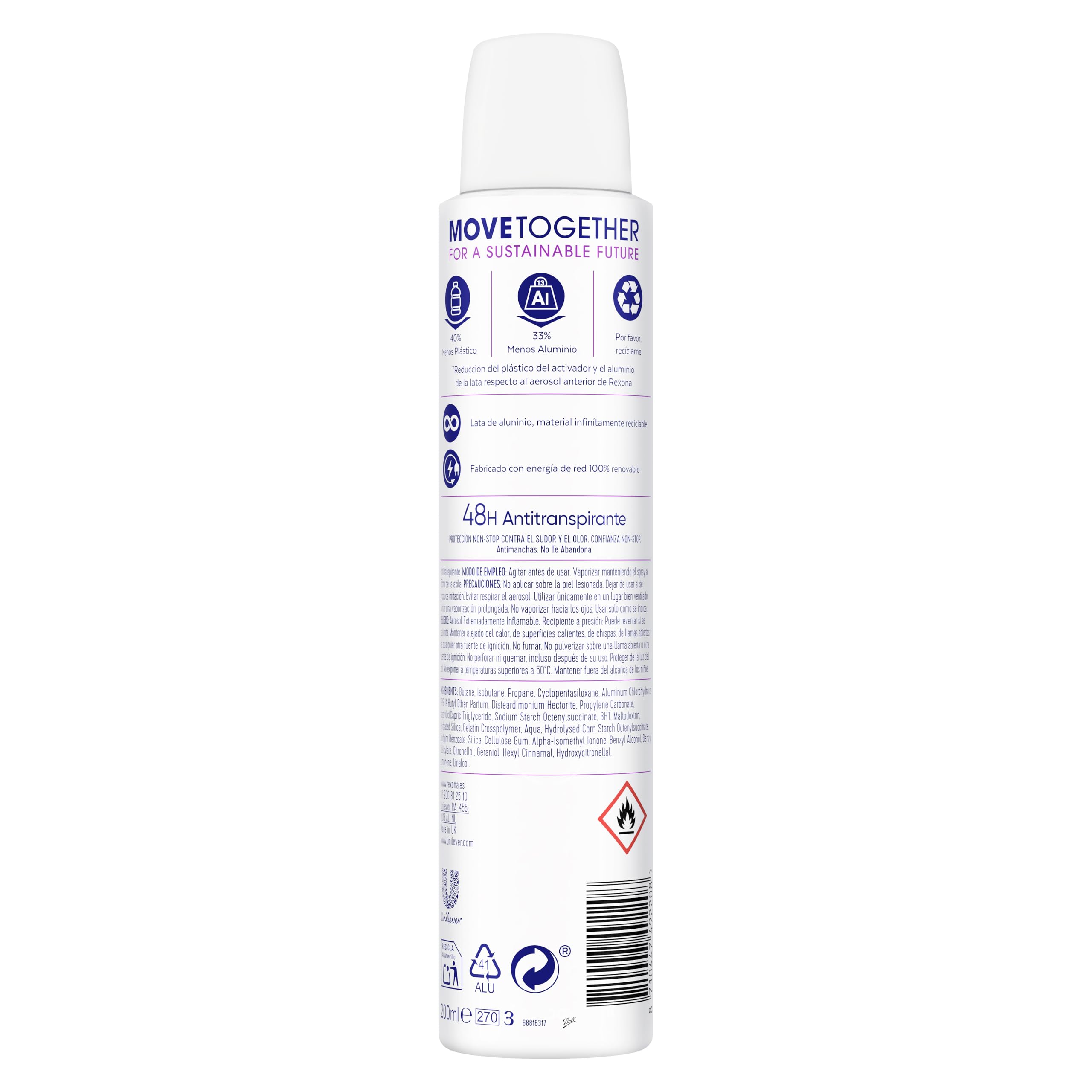 Rexona Oryginalny dezodorant w sprayu ochrona 48h Invisible Black & White Antyperspirant dla kobiet 200mlx6