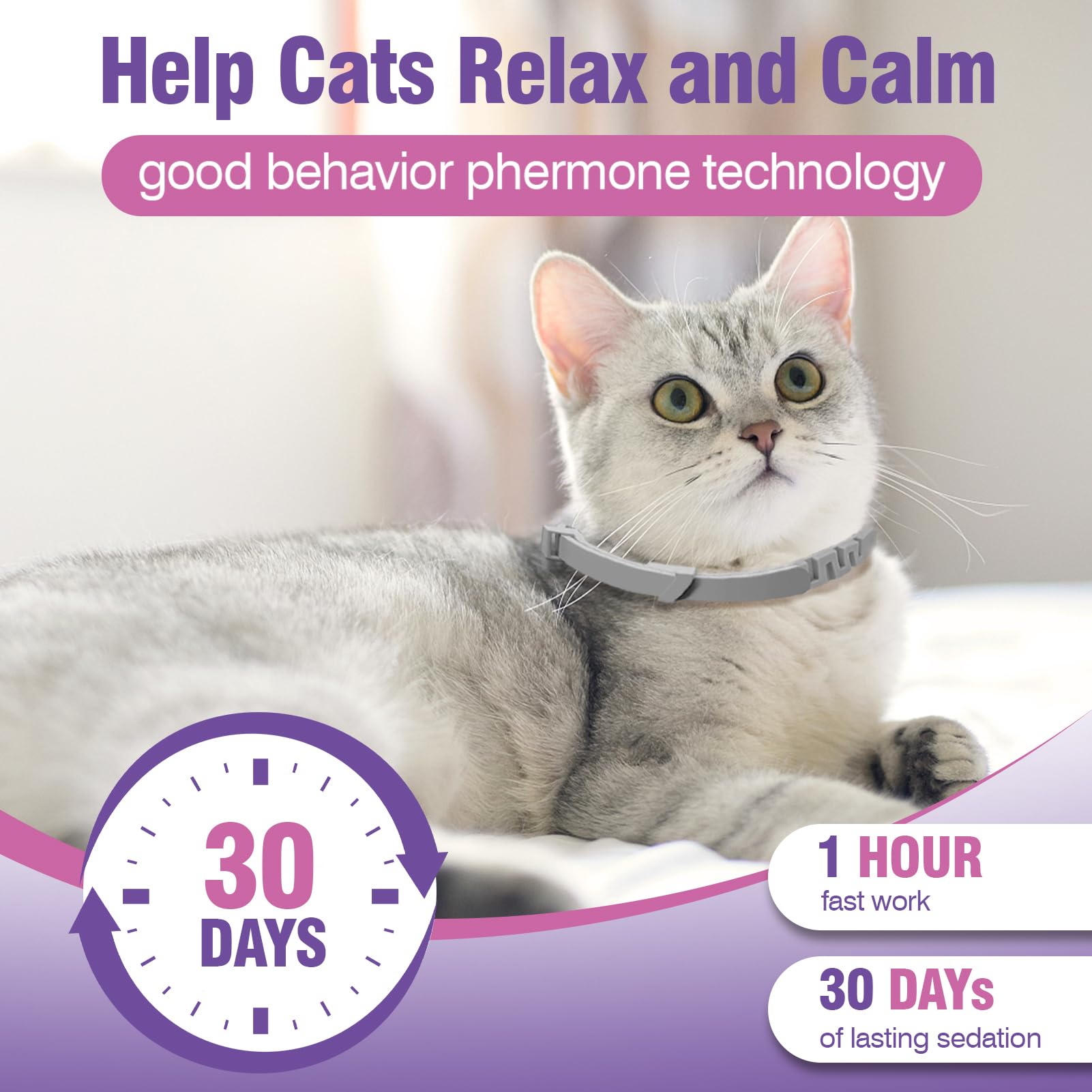 Tcllka Cat Calming Pheromone Collar 4 Pack – Adjustable Breakaway Cat Collar for Calming Support & Relaxation Waterproof 30-Day Continuous Wear for Travel, Grooming & Multi-Cat Homes - image 4