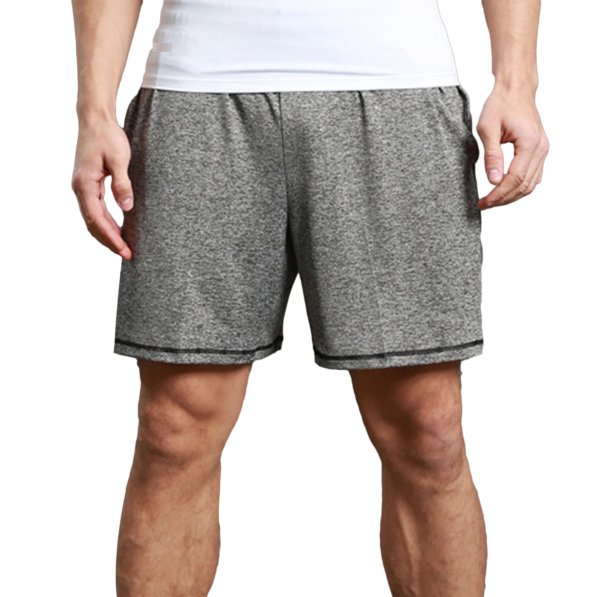 DGHM-JLMY Mens Pull-On Sports Running Training Shorts Fitness Elastic Pocket Shorts Middle Waist Gym Stretch Athletic Shorts