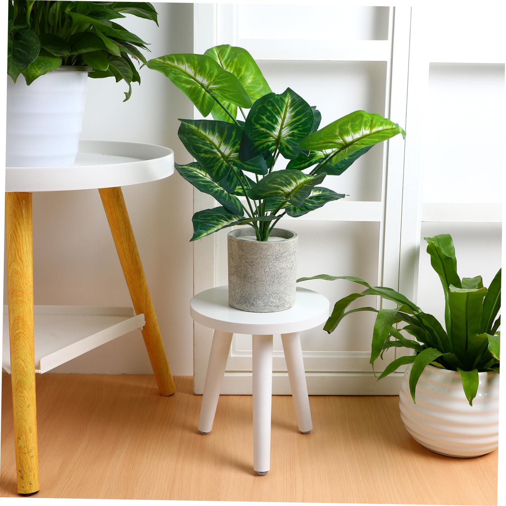 VINTORKY Solid Wood Plant Stands Indoor Flower Pot Stand 8.7 Inch Round Indoor Plant Riser Holder Wooden Flowerpot Display Shelf for Home Balcony Garden Decoratio - Image 4