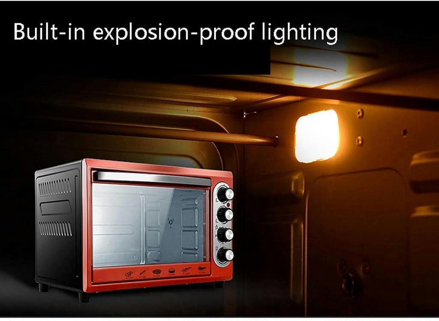 Mini 38L Oven Adjustable Temperature 0-250 ℃ And 60 Minutes Home Multifunction 360;Rotating Grill/built -In Lighting