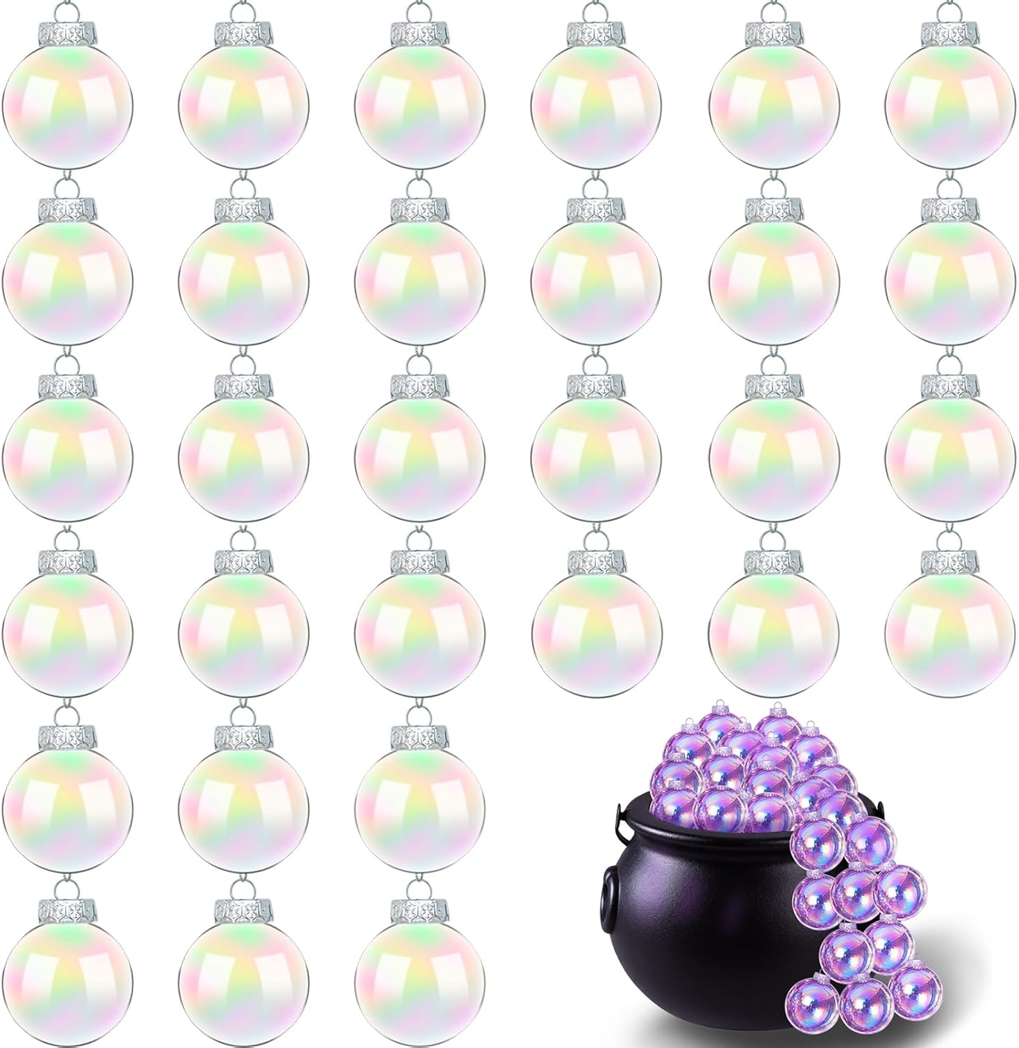 30 PCS 2.36 inch Clear Iridescent Christmas Ornaments Balls Decoration