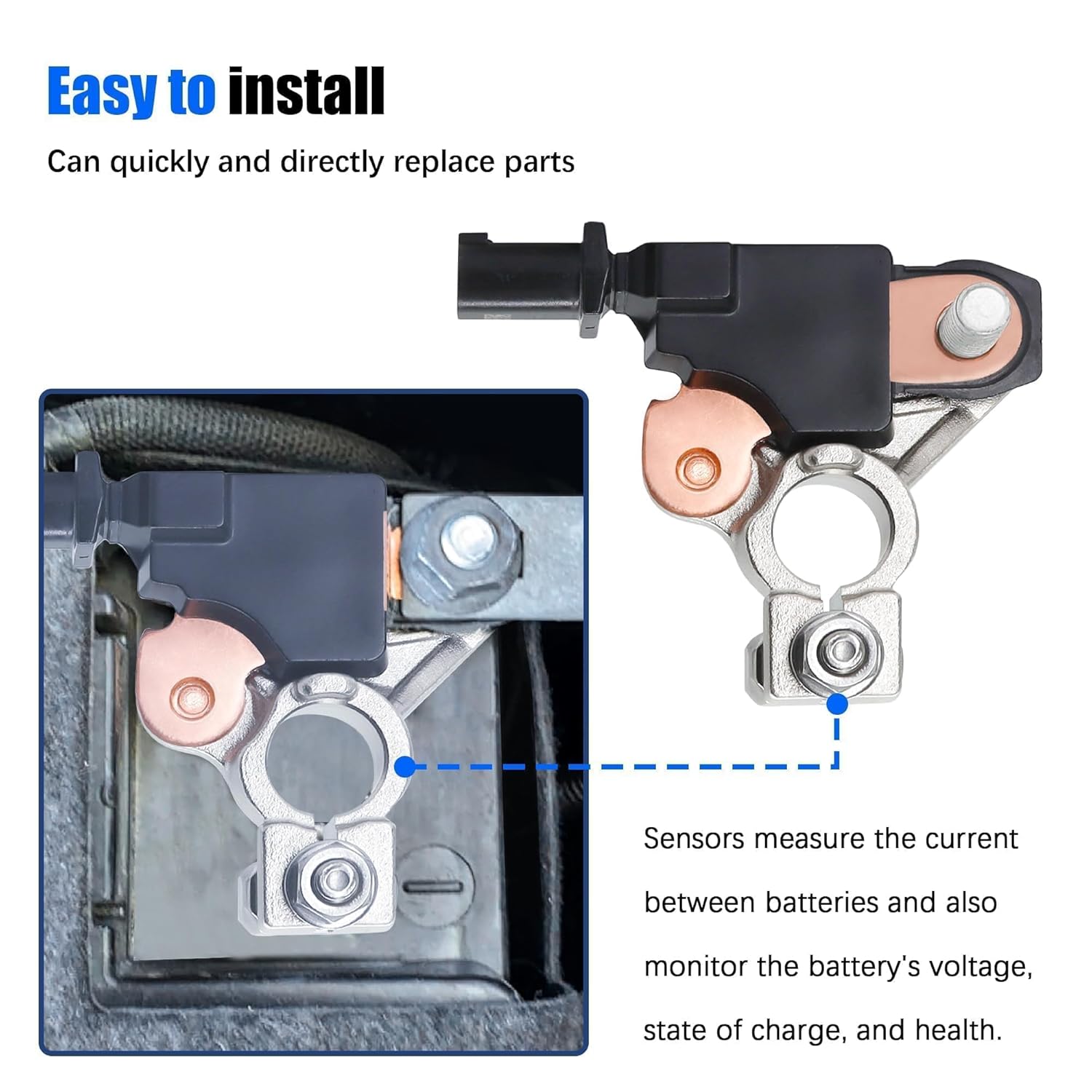 DS7Z-10C679-A Battery Current Sensor Compatible with Ford F150 2015-2020 for Fusion 2013-2020 for Edge 2016-2020 for Lincoln MKZ 2013-2020 Replace # DS7Z10C679A DS7T10C652AC DS7T-10C652-AC