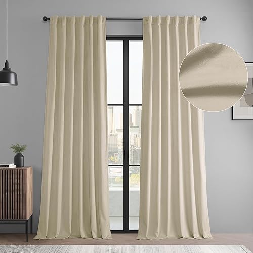 HPD Half Price Drapes Juego de 2 paneles de cortinas de terciopelo de lujo para oscurecer la habitación, cortinas de terciopelo de 96 pulgadas de
