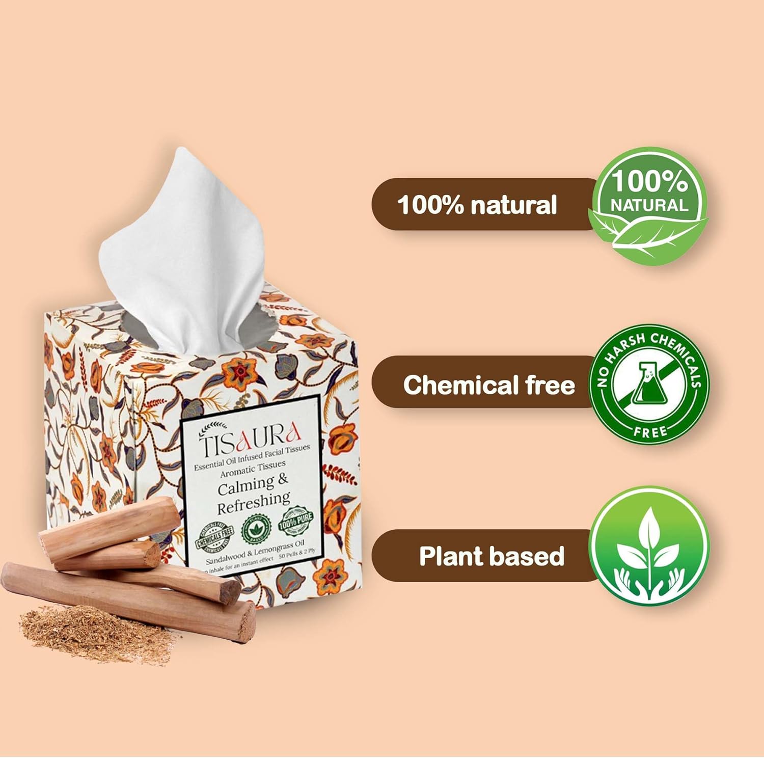Tisaura Calming & Refreshing Scentid Facial Tissues 50 Bridge (4 pack), 200 Bridge 2 ply, infected with pure plant based essential oil with 100%, aromatherapy for daily stress. Welfare tissue Tisaura Calming & Refreshing Scentid Facial Tissues 50 Bridge (4 pack), 200 Bridge 2 ply, infected with pure plant based essential oil with 100%, aromatherapy for daily stress. Welfare tissue