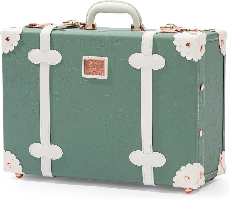 Maleta de viagem COTRUNKAGE C6070 20" com alça removível, fechaduras de combinação e estampa floral, Embossed Mint