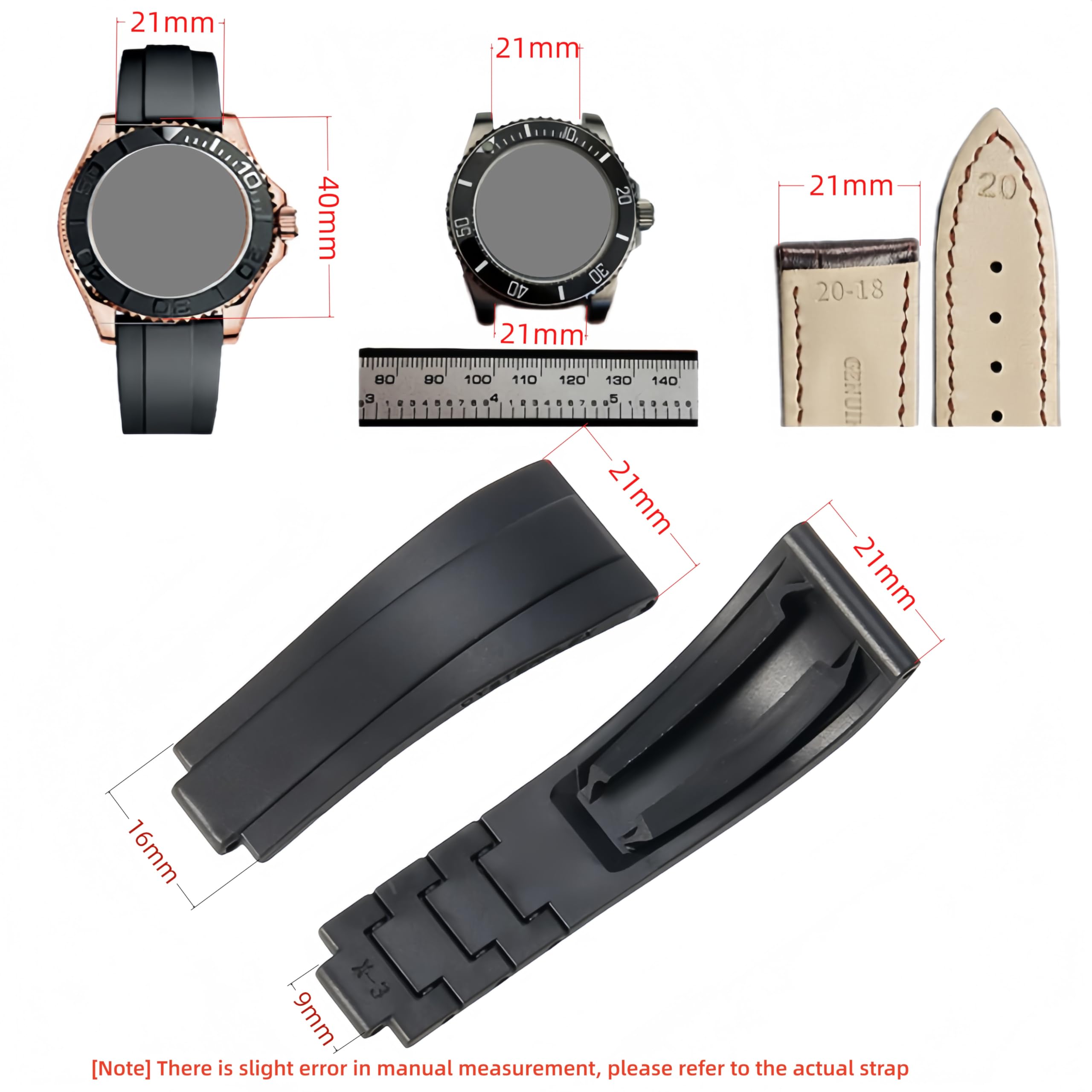 21mm Silikon Sport Uhr Armband - Schiebeverschluss Armband Ersatz Uhr Armband für Rolex Daytona Submariner