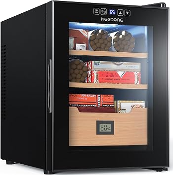 NEEDONE Humidor 33L with Heating and Cooling Temperature Control System, Quiet Electric Cooler Cabinet for 280 Counts with Digital Hygrometer, Made with Spanish Cedar Wood, Gift for Men