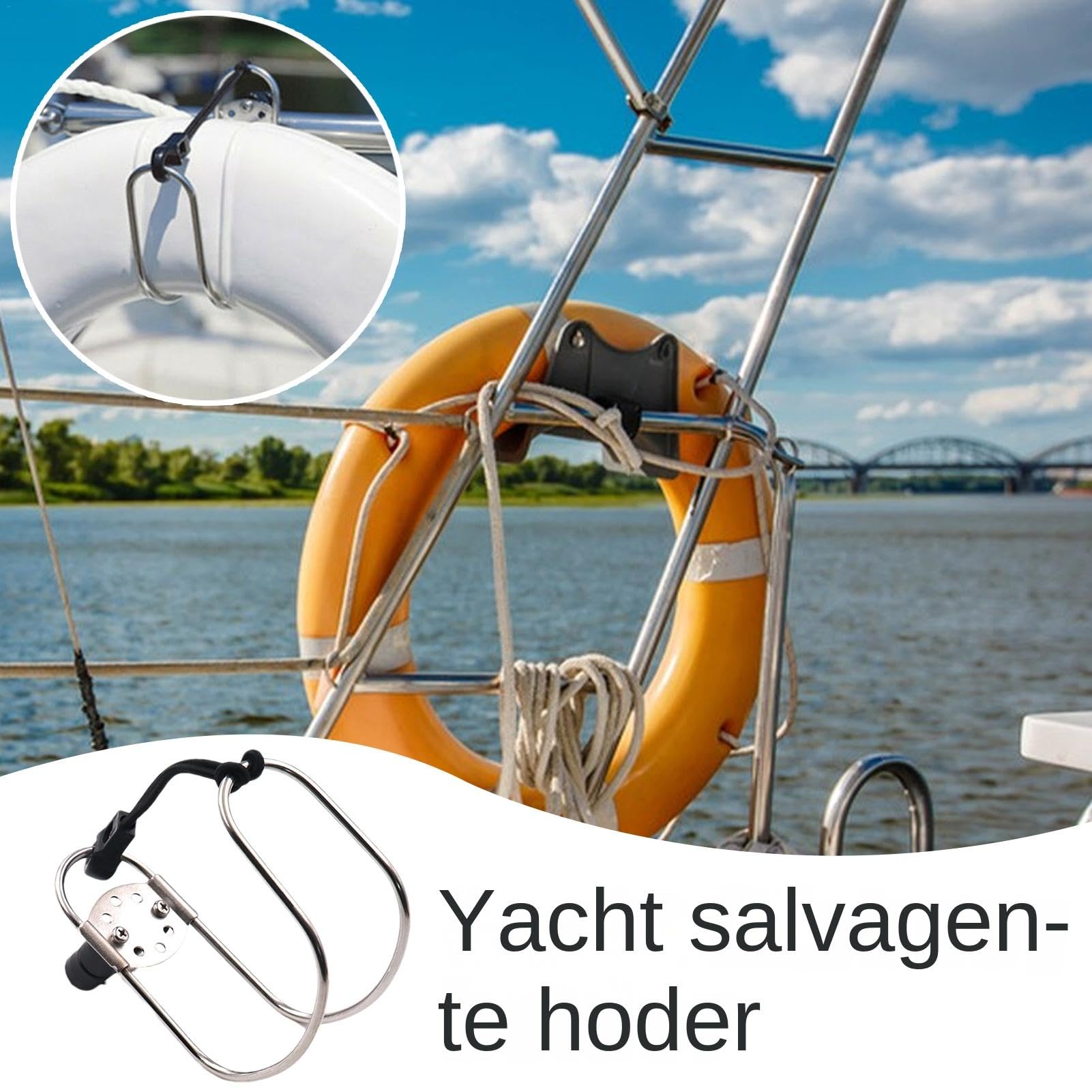 Generico Supporto per salvagente, Staffa per salvagente - Staffa salvagente Regolabile in Acciaio Inossidabile,Hardware Marino Facile da Usare, Supporto Multiuso per salvagente per Barche e Yacht