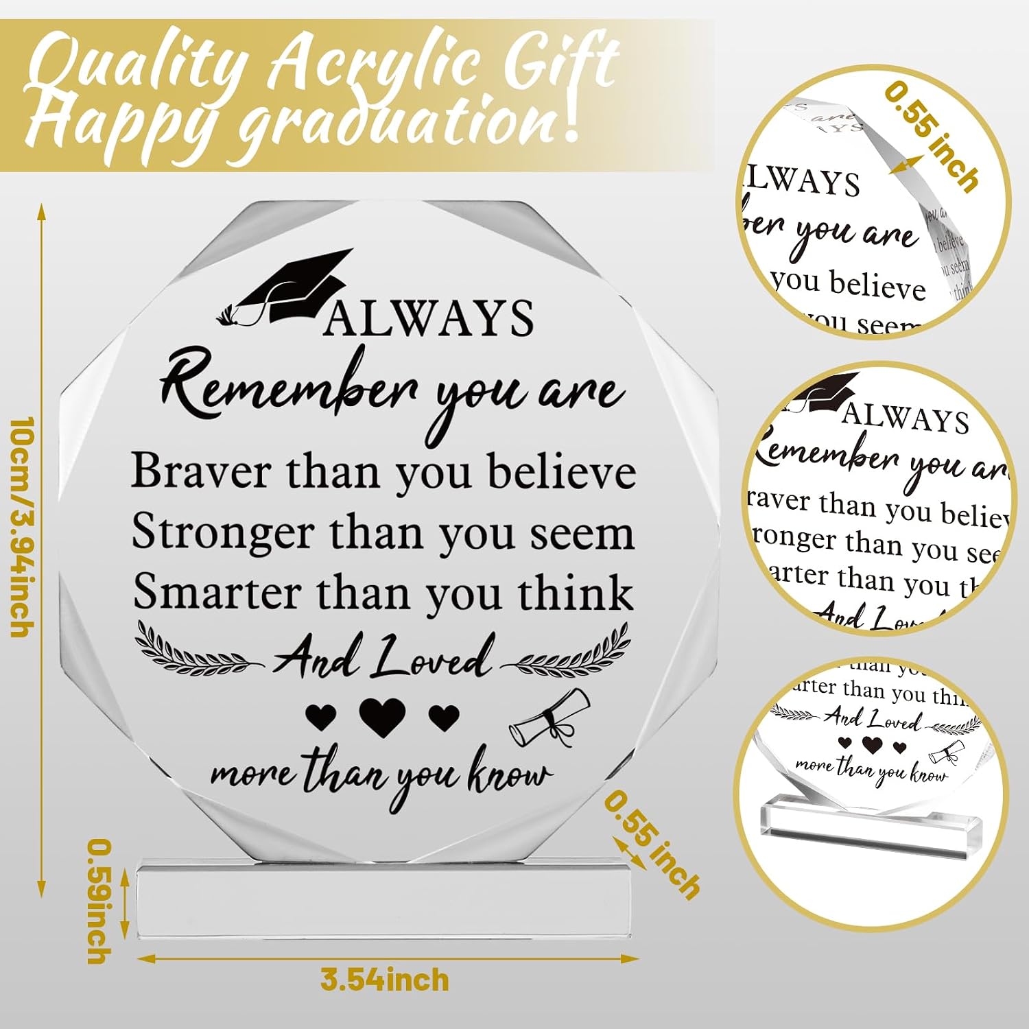 Jetec 2026 Graduation Christian Inspirational Acrylic Gifts for Women Her Him College High School Grad Gifts Acrylic Desk Plaque Graduate Room Decor Friends Desk Decor(Vivid)