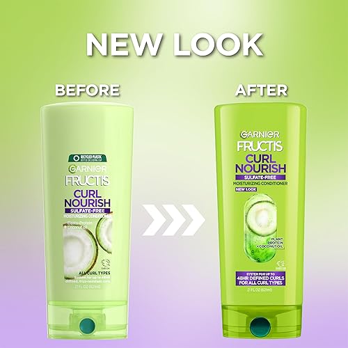 Miniatura 5 de Garnier Fructis Curl Nourish Acondicionador, acondicionador de cabello rizado con aceite de coco y proteína vegetal, rizos definidos hasta 48 horas