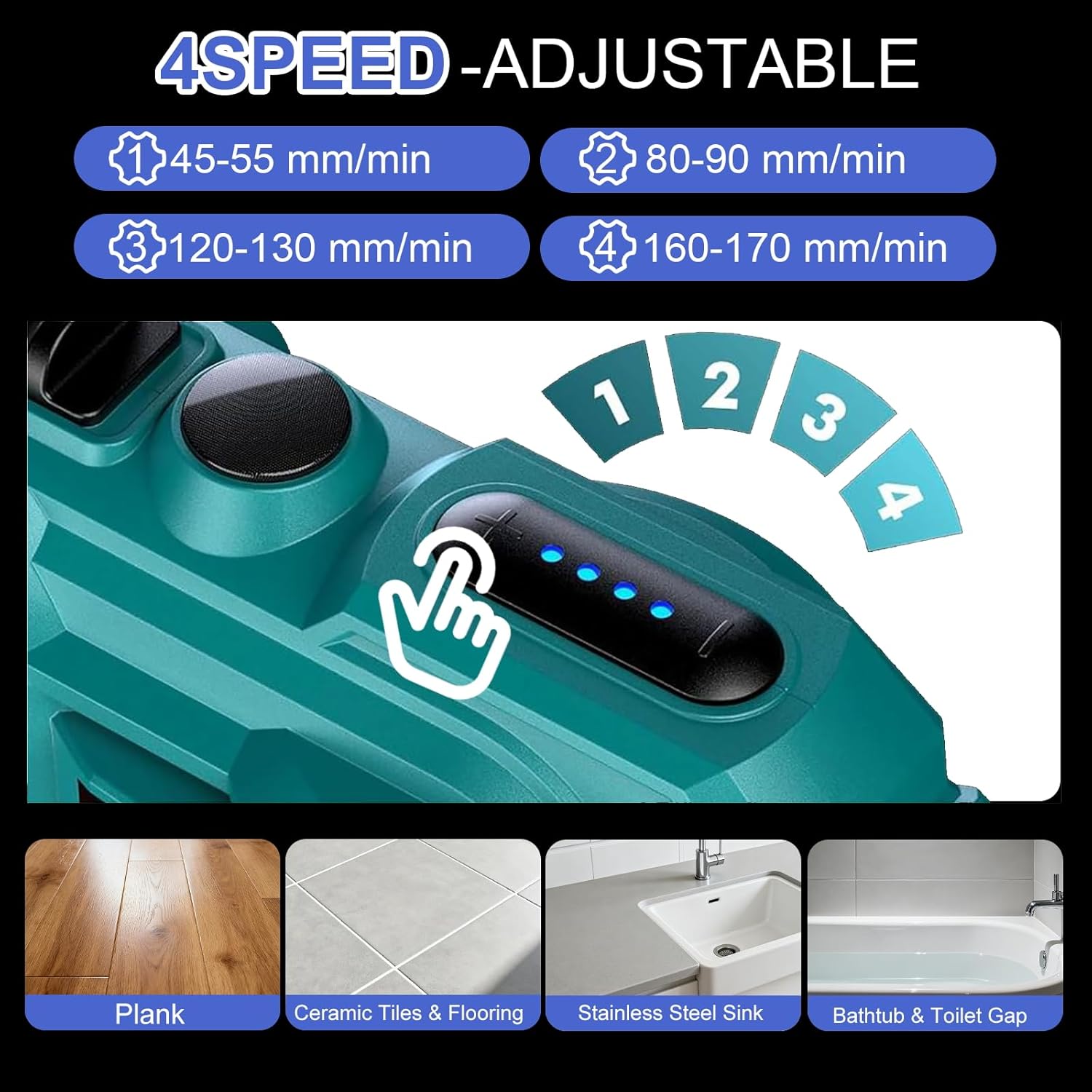 Electric Caulking Gun Compatible with Makita Battery, Cordless Caulk Gun with LED Light, 4 Adjustable Speeds, 10OZ/300ML Caulk Gun for Filling, Sealing (Battery Not Included)