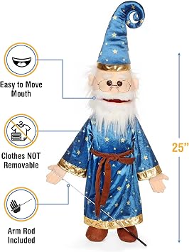 25 Wizard w/Glasses, Full Body, Ventriloquist Style Puppet