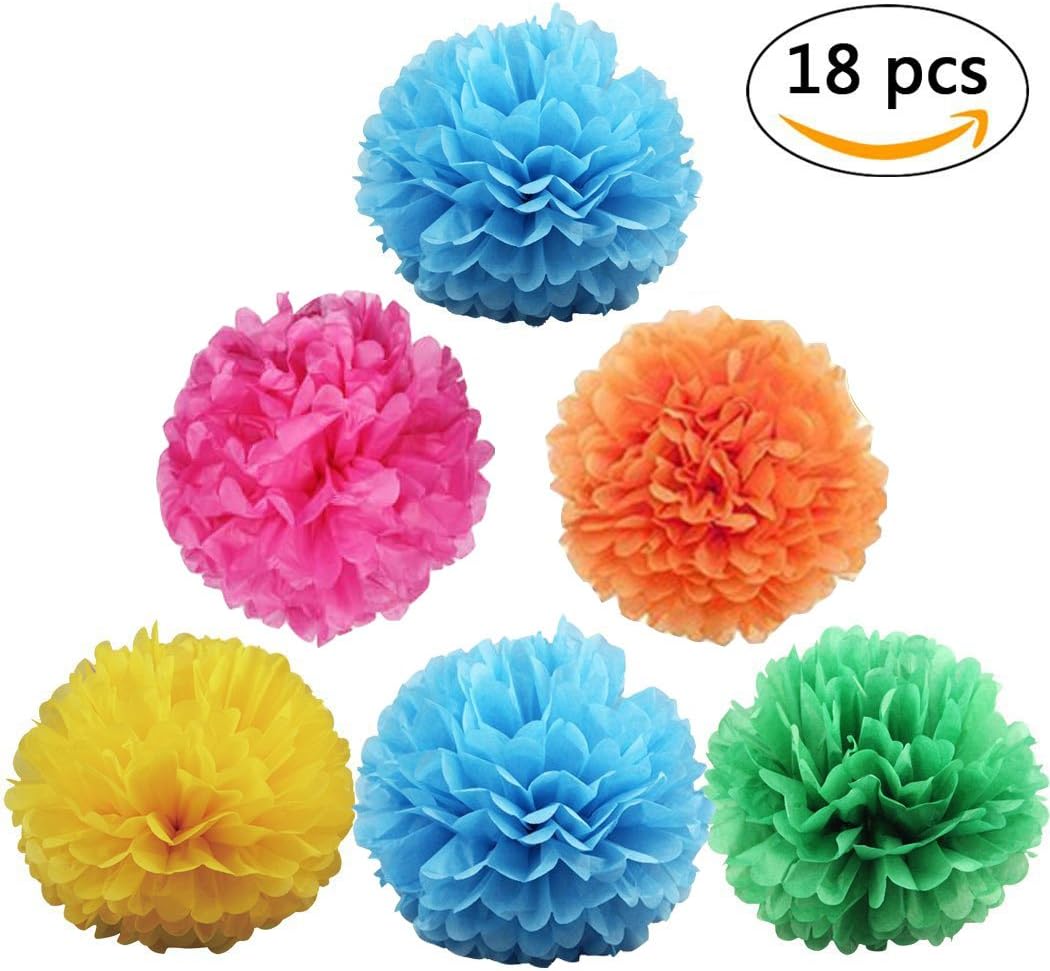 Paper Pom Poms for Party Decorations - 10, 12, 14 Inch Paper Flowers Perfect for Wedding Decor - Birthday Celebration - Table and Wall Decoration