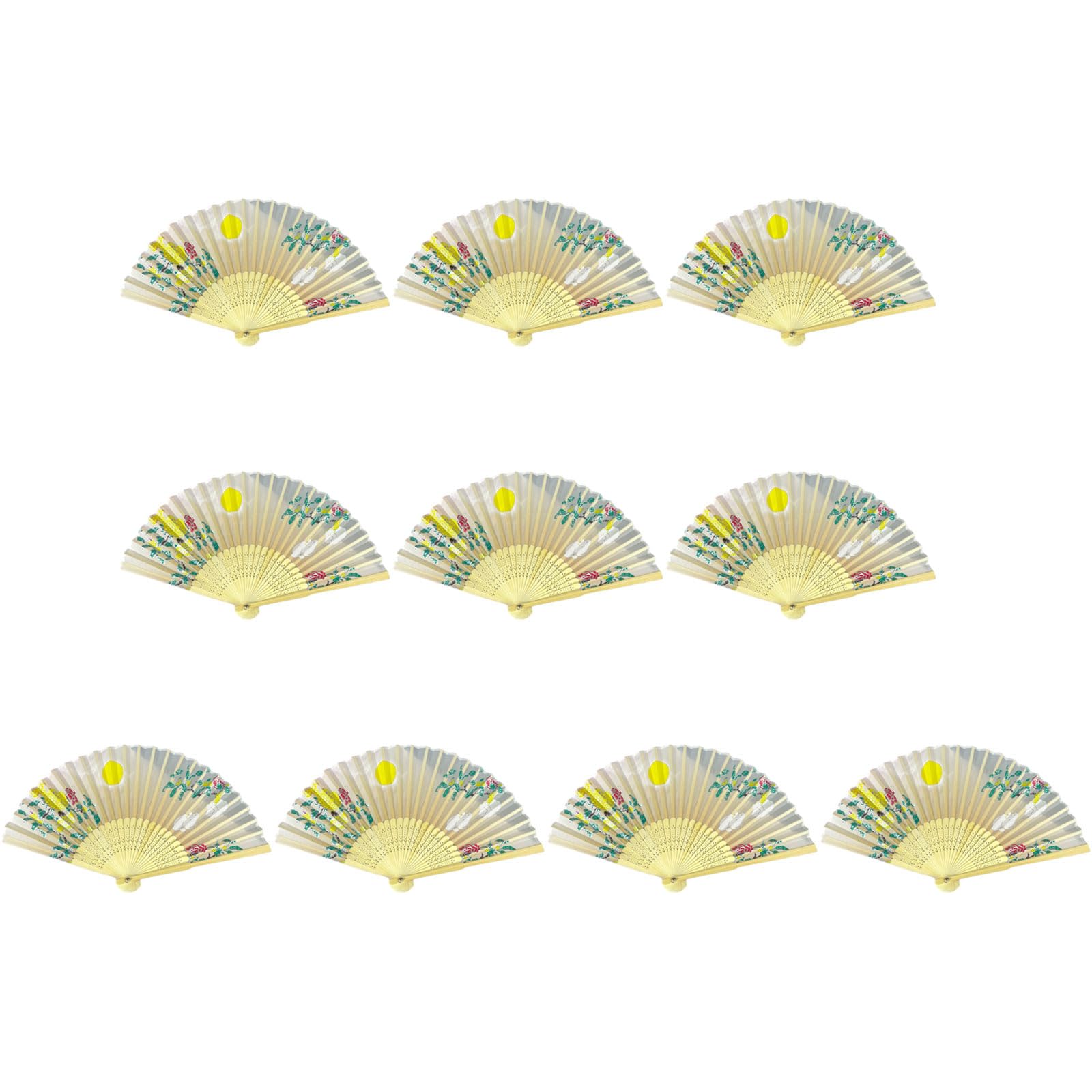 Tsophreniq Of 10 Bamboo Folding Fans Traditional Chinese Handheld Fan with Elegant Carvings for Cooling and Decoration Bamboo Fan