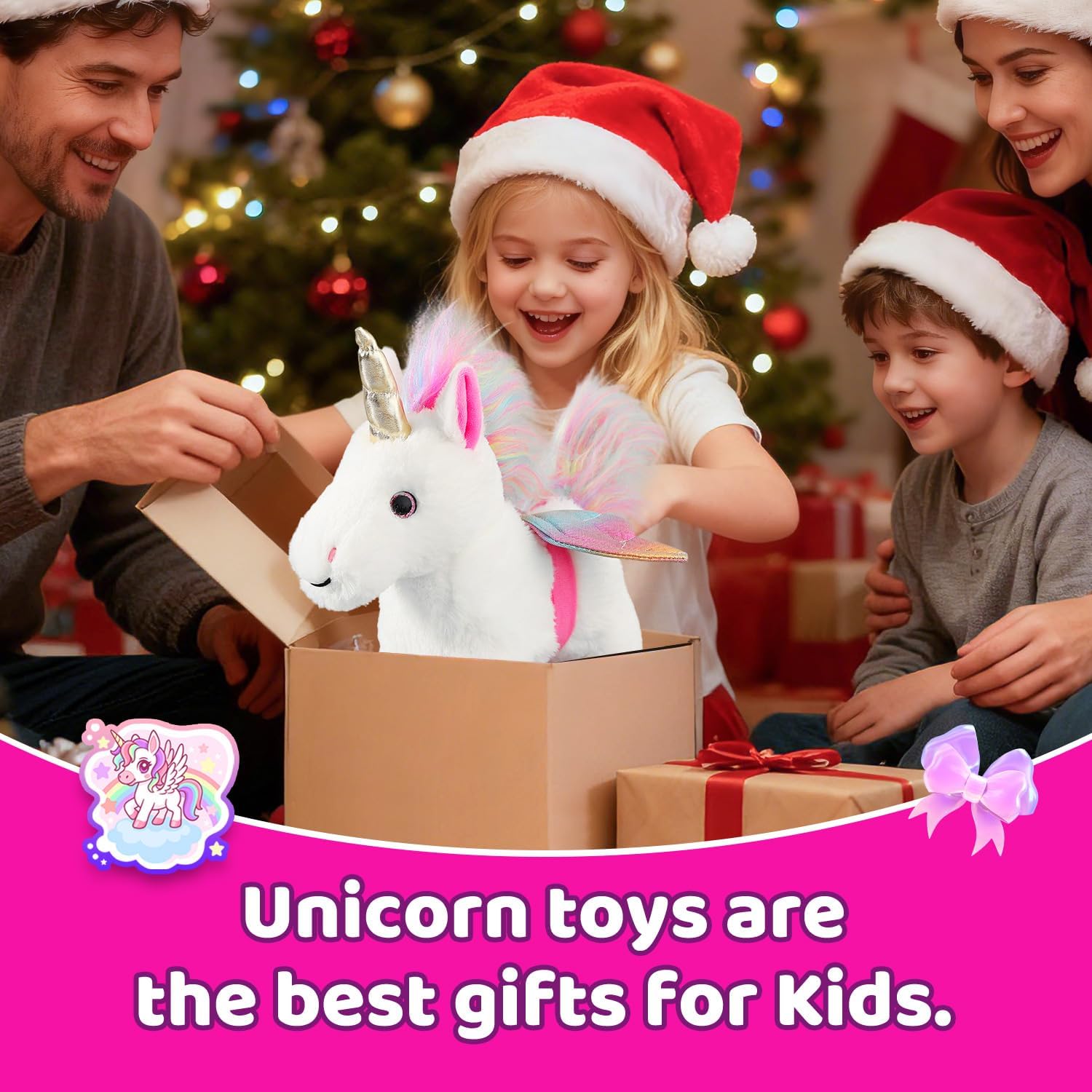 HCdoujoy White Unicorn Toys for Girls Toy Set Singing Walking Electronic Plush Unicorns with Control Leash, Pretend Dress Up Animated Stuffed Unicorn Gift for KidsToddler Kids 3 4 5 6 Years