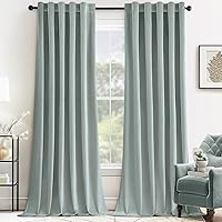 Vista 114 de MIULEE Cortinas de terciopelo de 63 pulgadas de largo, 2 paneles de cortinas opacas de lujo para dormitorio, sala de estar, cortinas de ventana