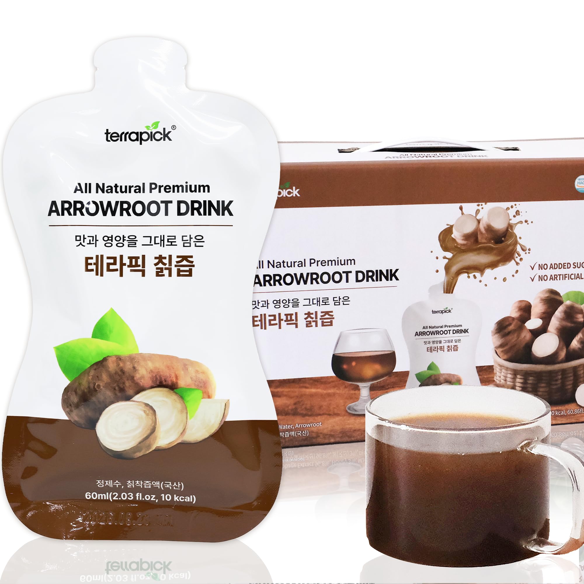 TerraPick All Natural Premium Arrowroot Drink – Pure Korean Arrowroot, No Added Sugar, No Artificial Flavors, 60ml x 30 Pouches – Healthy & Convenient On-the-Go Drink