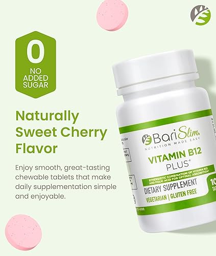 Miniatura 3 de BariSlim Tabletas de vitamina B12 Plus - Formulado bariátrico para cirugía posterior a la pérdida de peso, incluyendo bypass gástrico y manga