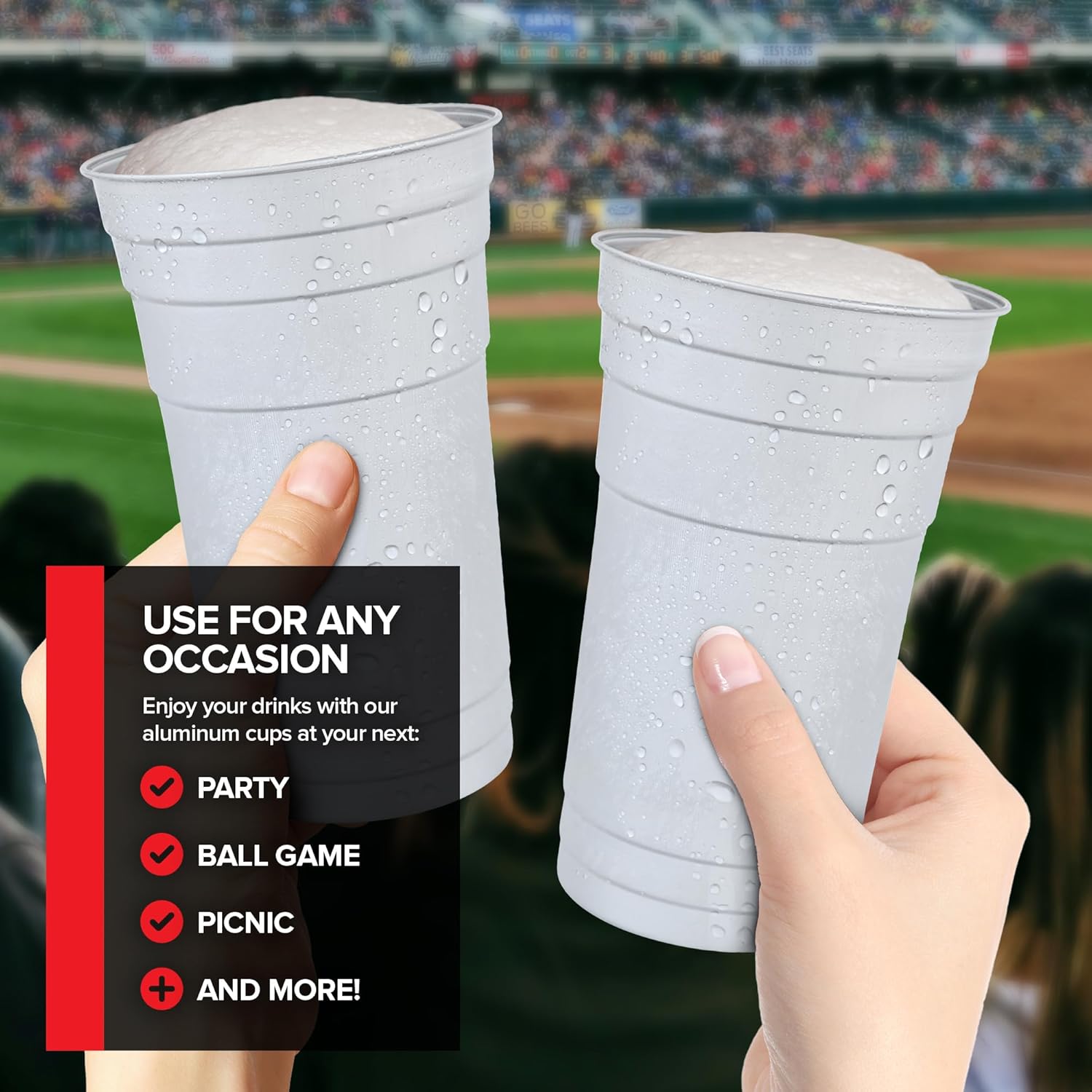 Stock Your Home 20oz Infinitely Recyclable Aluminum Cups (30 Pack) – Premium Disposable & Reusable Metal Cups, Durable Aluminum Drinkware for Events, Parties, and 4th of July Celebrations