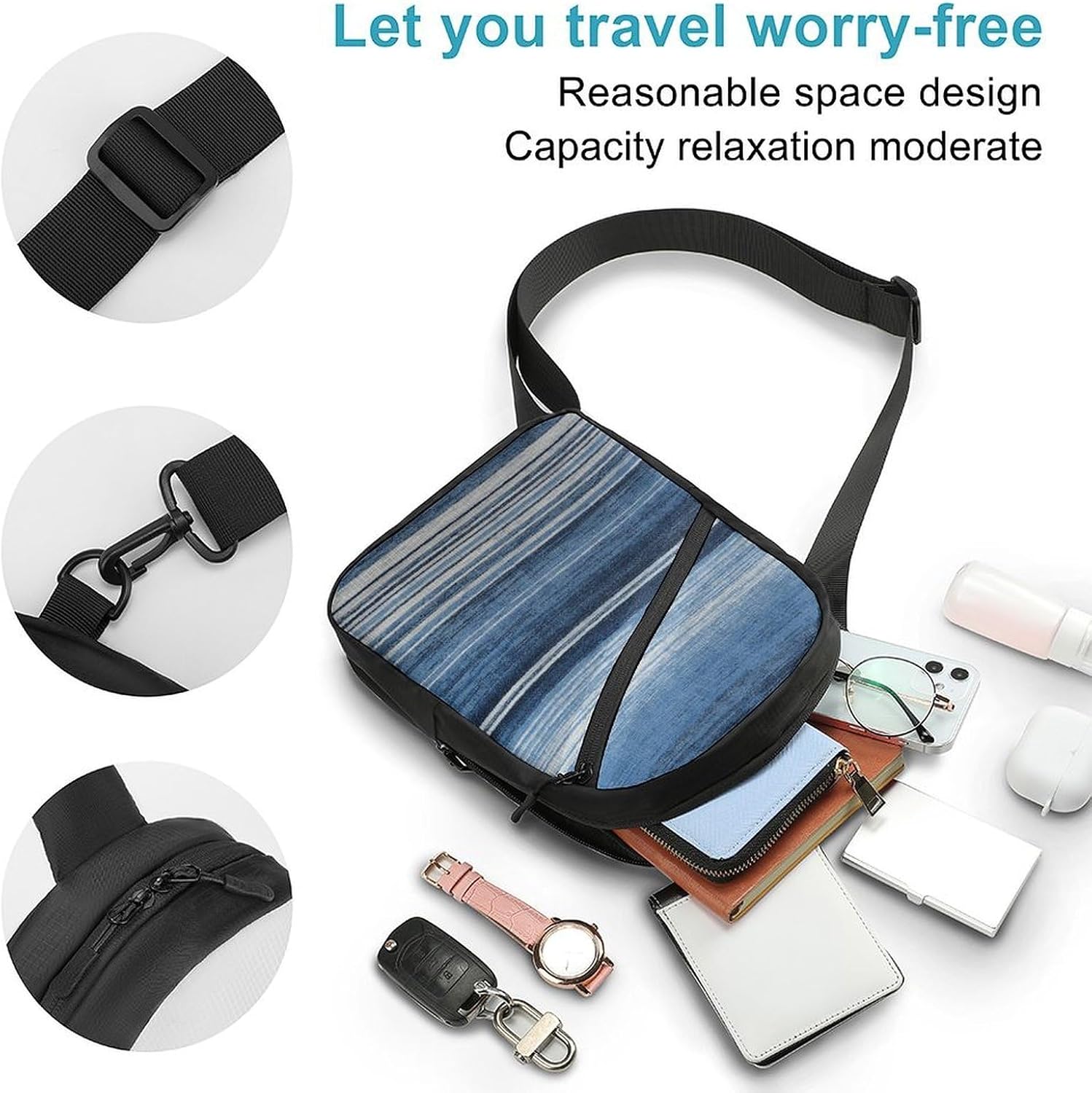 Blue Stripes Crossbody Backpack Sling Bag
