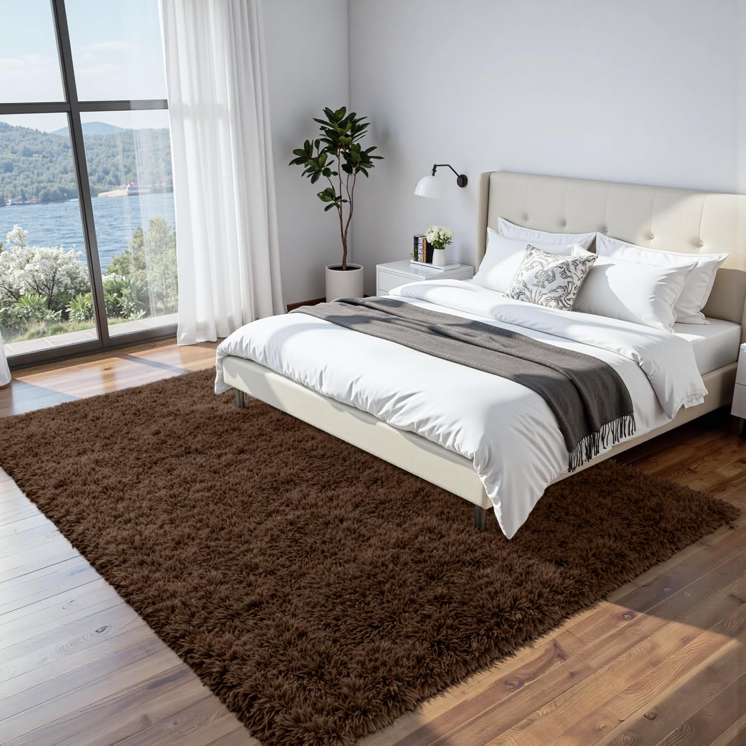 8x10 Area Rugs for Living Room Rug: Soft Fluffy Shag Brown Rugs for Bedroom, Non-Slip Large Fuzzy Plush Rug Indoor Floor Carpet for Nursery Kids Boys Girls Room, Dorms, Playroom, Modern Home Decor Brown 8' x 10' (Rectangular)