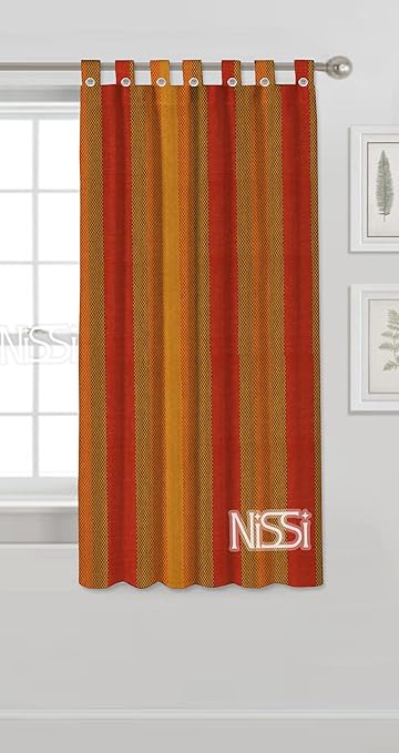 nissi Cotton Window Curtain || Orange || Size : 4 x 5 feet || Pack of 1(Washable),Striped,Tab Top curtains