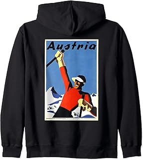 1930s Austria Travel Poster Ski Slopes Skiing Skier Skiers Zip Hoodie