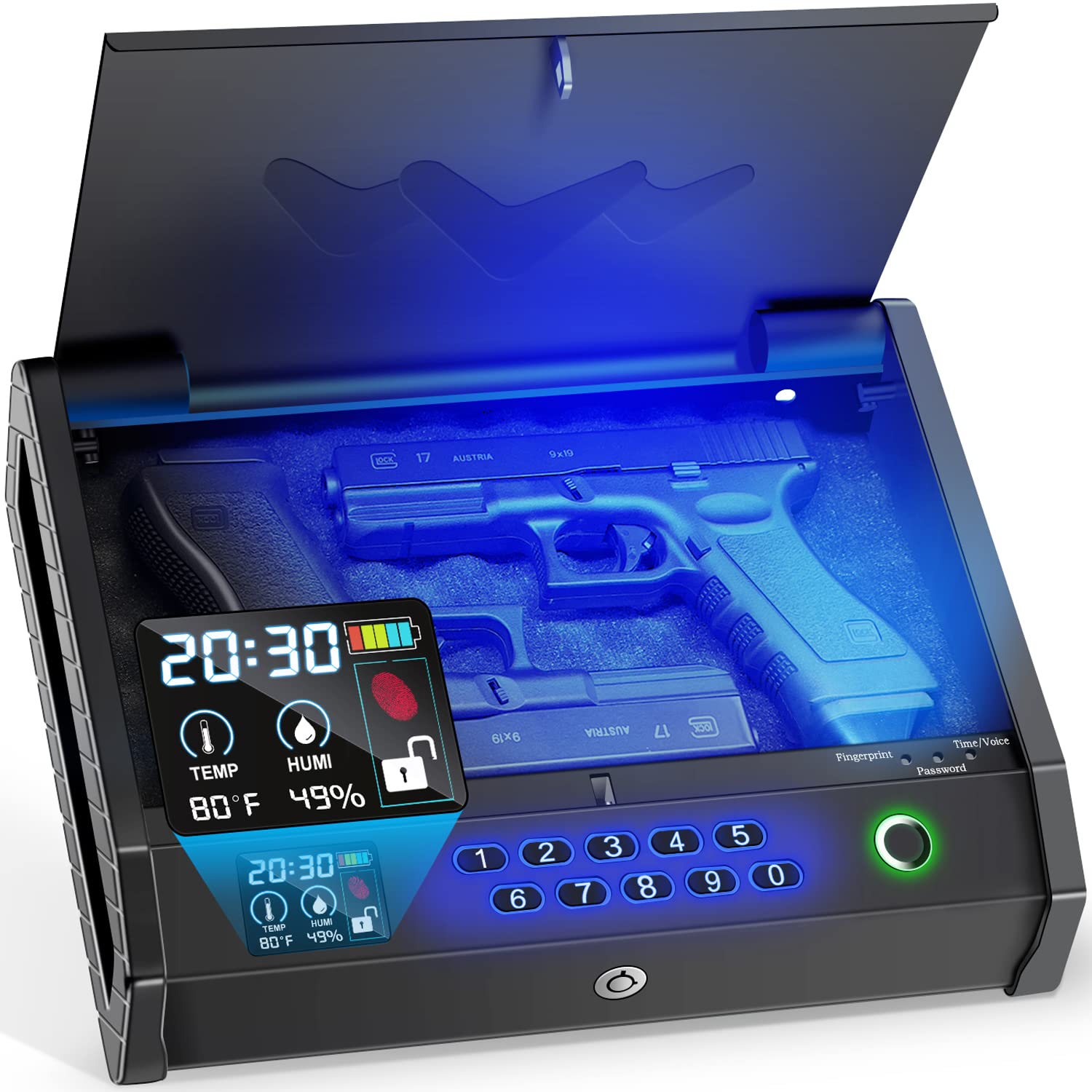 Photo 1 of HOLEWOR Gun Safe,Biometric Gun Safes for Pistols with LCD Display Safe Pistol Safe, Two Gun Capacity