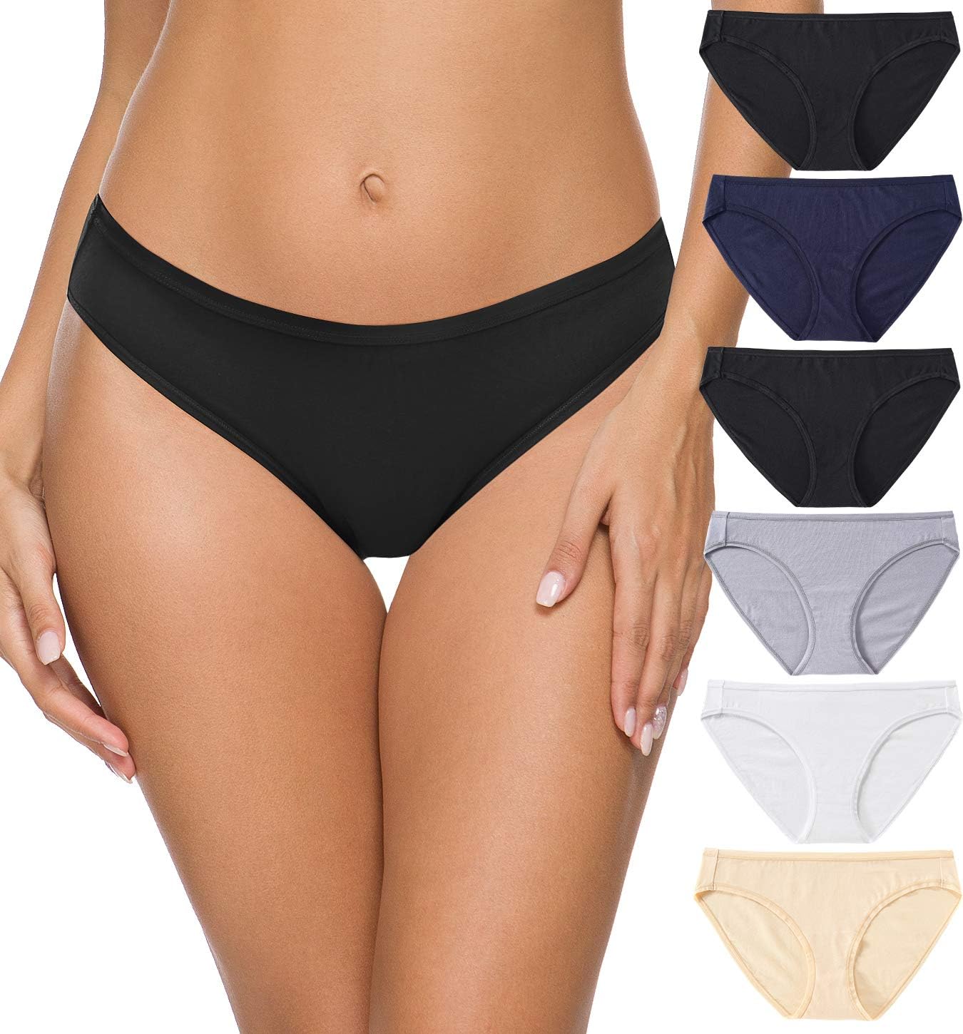 Wealurre Ladies Knickers Low Rise Cotton Briefs Womens Seamless Underwear Packs