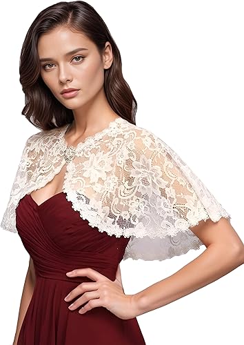 MisShow Bolero - Cubre hombros para mujer con apliques de encaje, para boda o novia