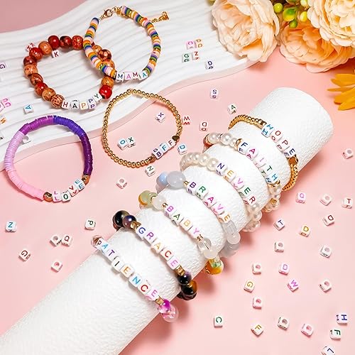 Vista 9 de 500 cuentas de letras blancas con letra G de 0.236 x 0.236 pulgadas, cuentas cuadradas de letras acrílicas del alfabeto, cuentas sueltas para Letra