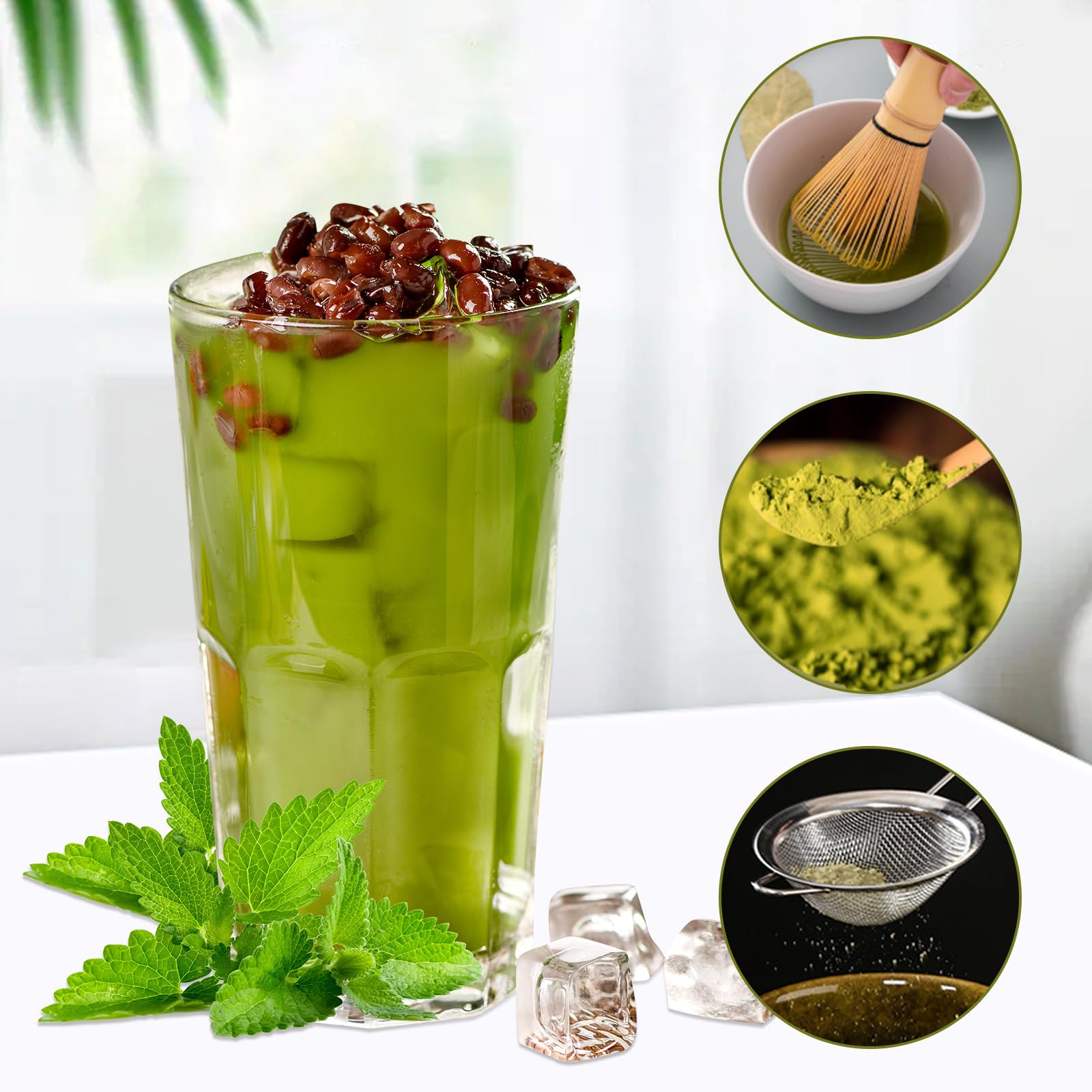 Ensemble de 9 accessoires pour matcha, fouet à matcha, cuillère en bambou, porte-fouet, porte-fouet pour la cérémonie du thé