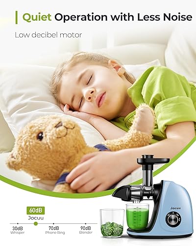 Miniatura 5 de Jocuu Máquinas exprimidoras, máquina exprimidora de prensa en frío para verduras y frutas, exprimidor lento fácil de limpiar, exprimidor de alto