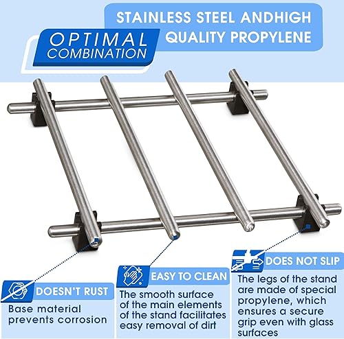 Miniatura 3 de Juego de 2 salvamanteles de metal para platos calientes, juego de salvamanteles de acero inoxidable, 7 x 7 pulgadas, resistente al calor y al óxido,