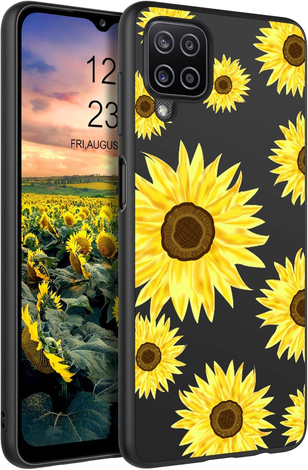BENTOBEN Samsung A12 Case, Galaxy A12 Case, Slim Fit Glow in The Dark Soft Flexible Bumper Protective Shockproof Anti Scratch Non-Slip Cute Phone Cases for Samsung Galaxy A12, Sunflower Design