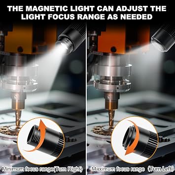 9W Magnetic LED Work Light, Adjustable Fucos Gooseneck Shop Light with Magnetic Base, Sewing Machine Light, Magnet Task Lamp for Work Bench, Lathe, Bandsaw
