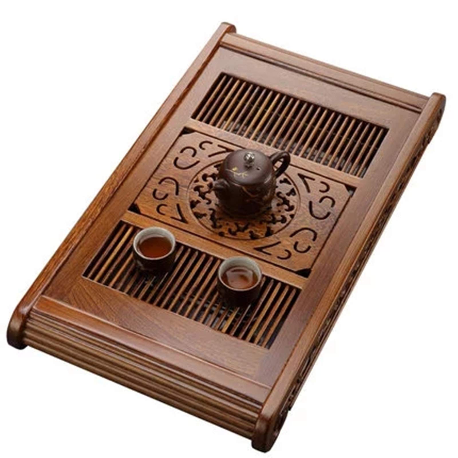 Tace Na Herbatę Taca Na Herbatę Z Litego Drewna Stolik Na Herbatę Z Palisandru Prosty Pojemnik Na Wodę Odpływ Naczynia Do Herbaty Kung Fu Duża Prostokątna Taca Zest,Wenge Wood-65.5x35.5x6cm