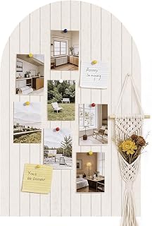 Large Arched Felt Bulletin Board - 6 Customizable Adhesive Tiles (Beige