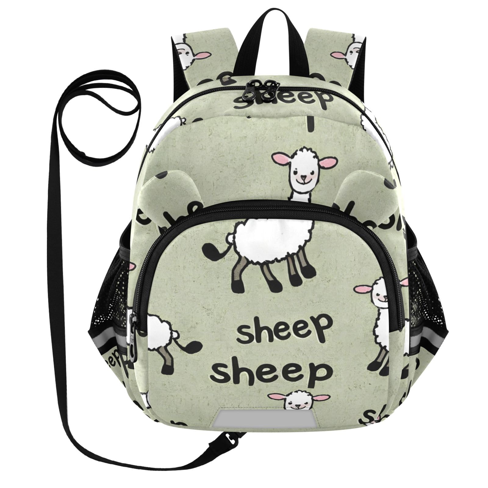 PIMILAGU Sheep Word Pattern Toddler Backpack for Girls Boys 3-6, Kids Backpack with Leash, Preschool Kindergarten School Bag Mini Backpack for School