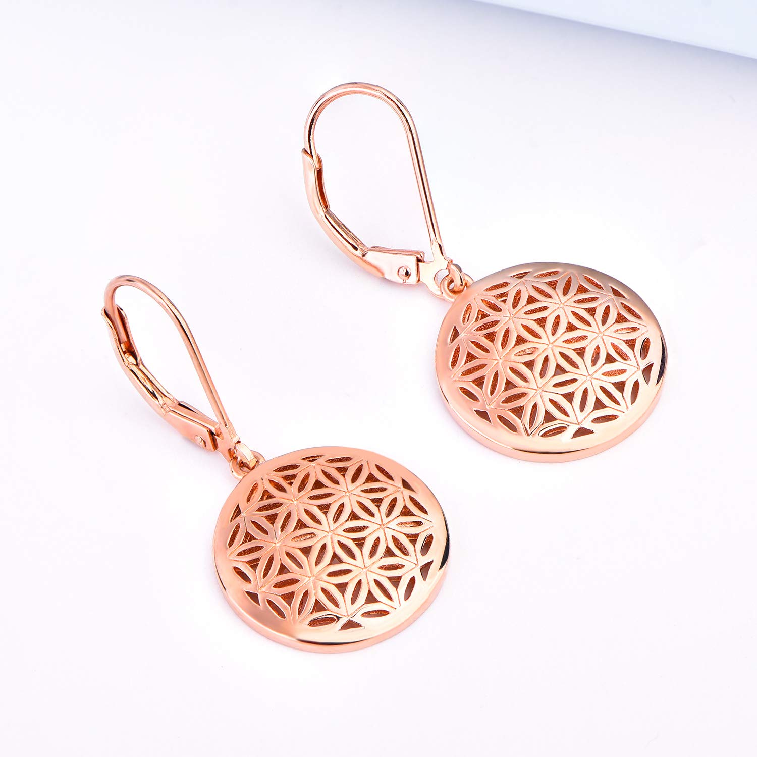 JO WISDOM Mujer Pendientes flor de la vida plata de ley 925 joyería