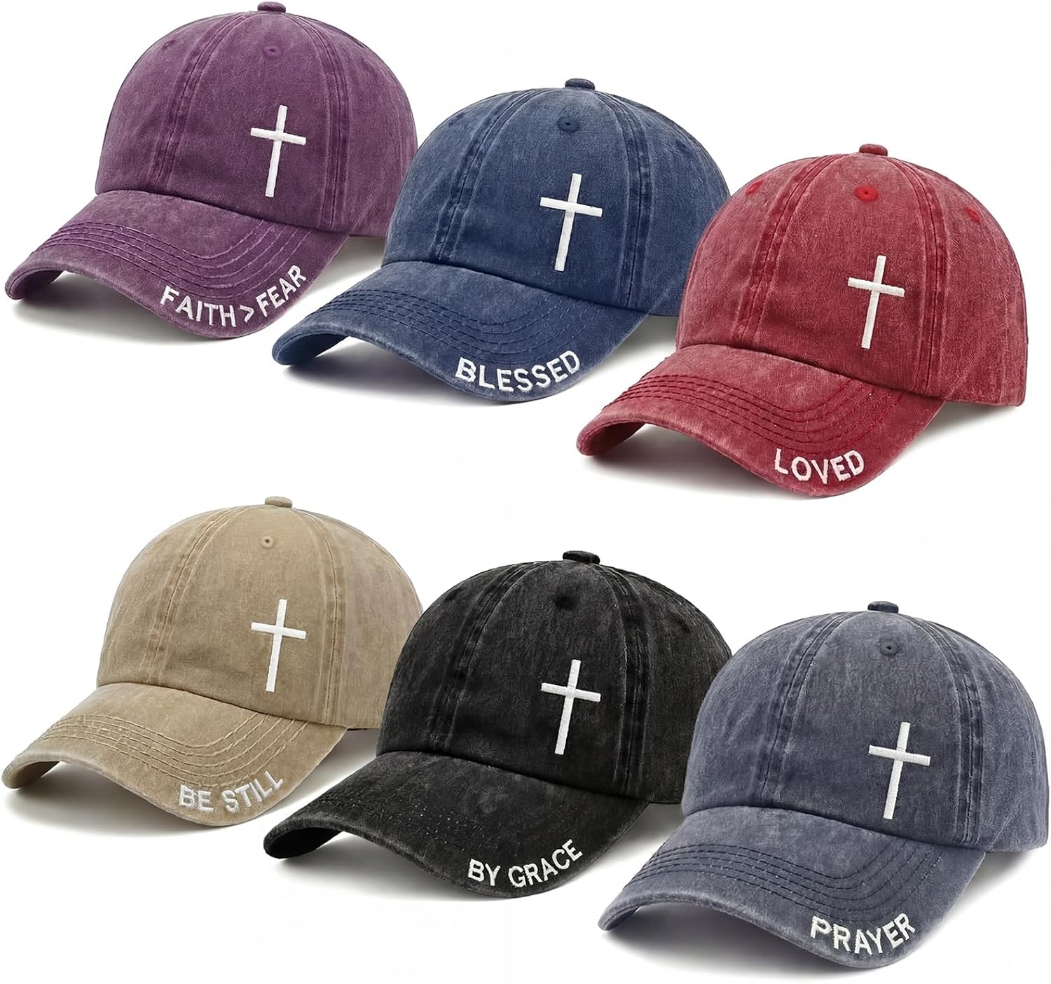 6 Pack Christian Hats for Men Women Trucker Dad Hat Baseball Caps Jesus Faith Religious Gifts for Church Pastor