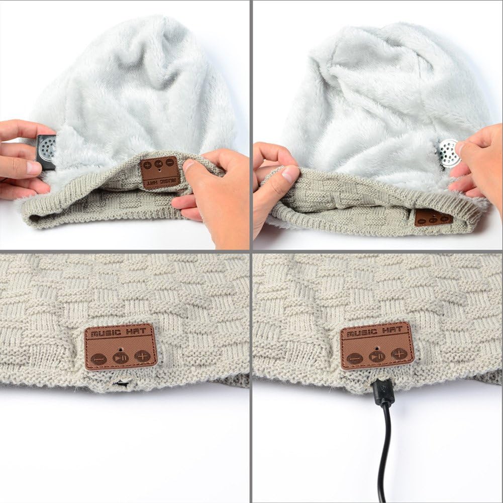 قبعة صغيرة بلوتوث لاسلكية 5.0 للجنسين قبعة دافئة للشتاء مع سما... - view 4