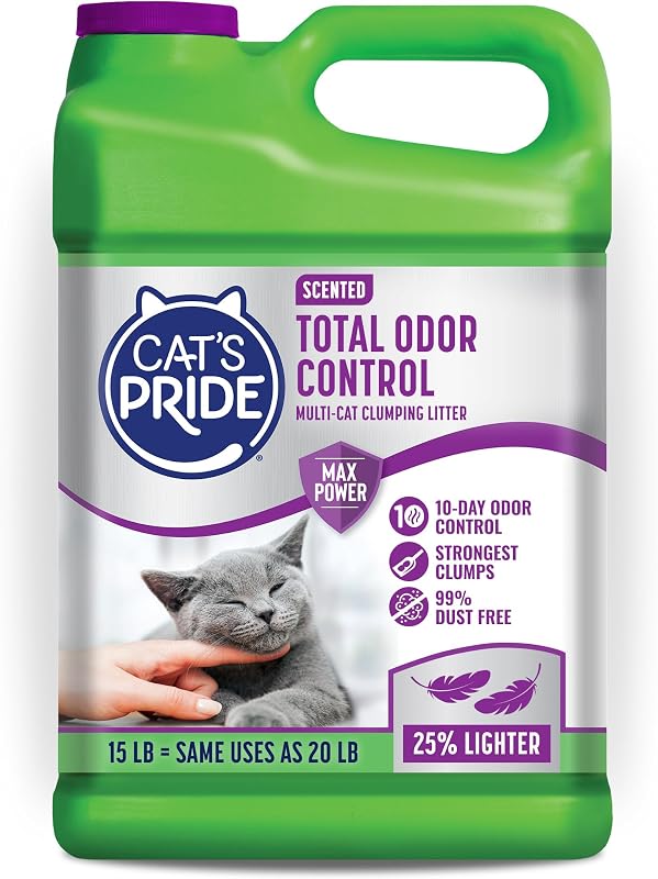 Areia para Gatos com Torrões e Controle Total de Odores Cat's Pride Max Power Perfumada 6,8 kg